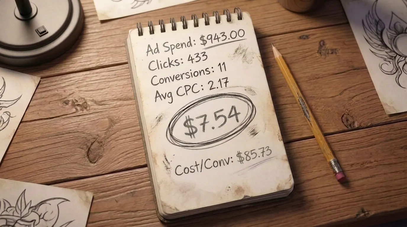 Notebook with ad numbers on it