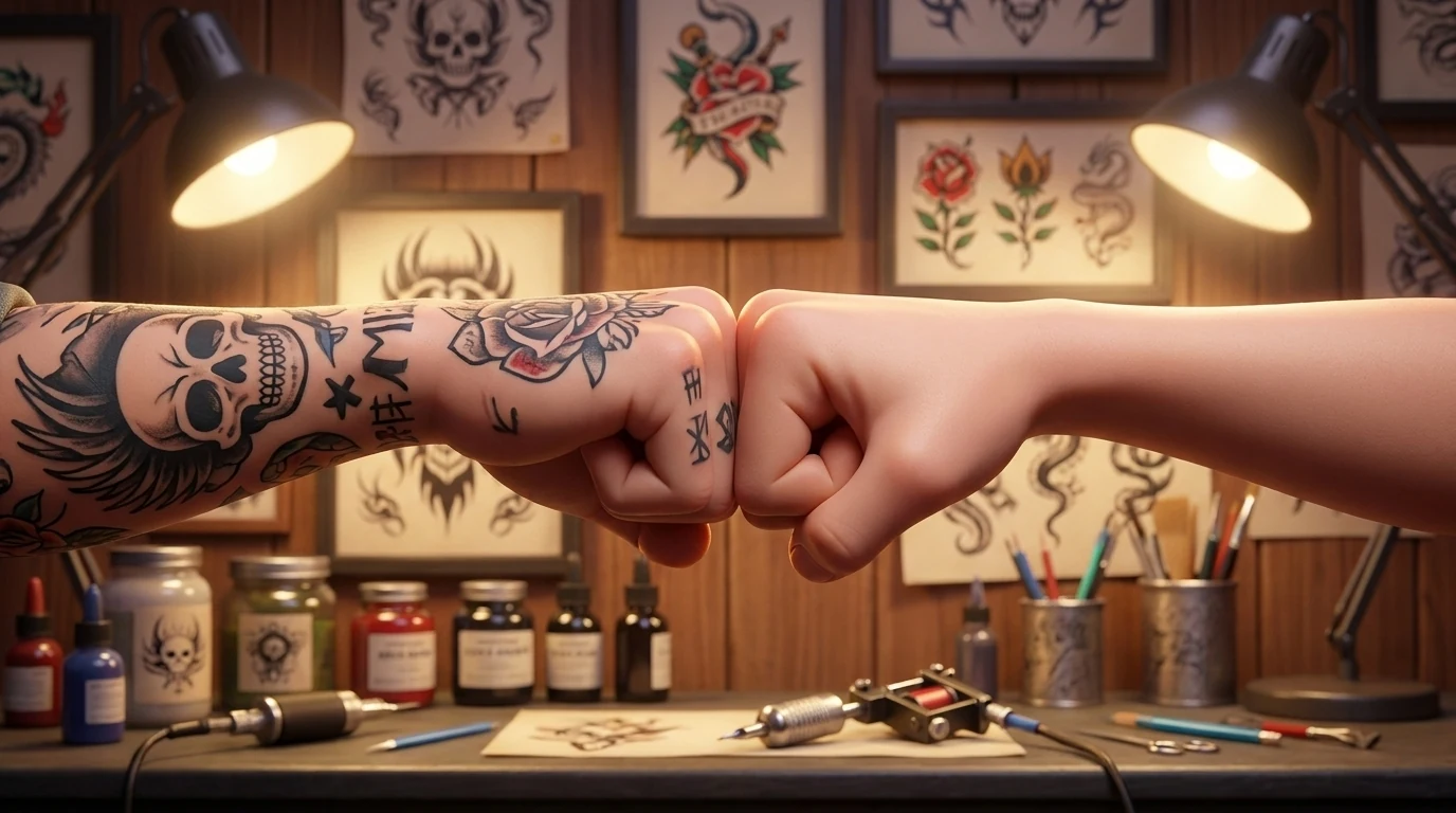 Two fists doing popular sign 